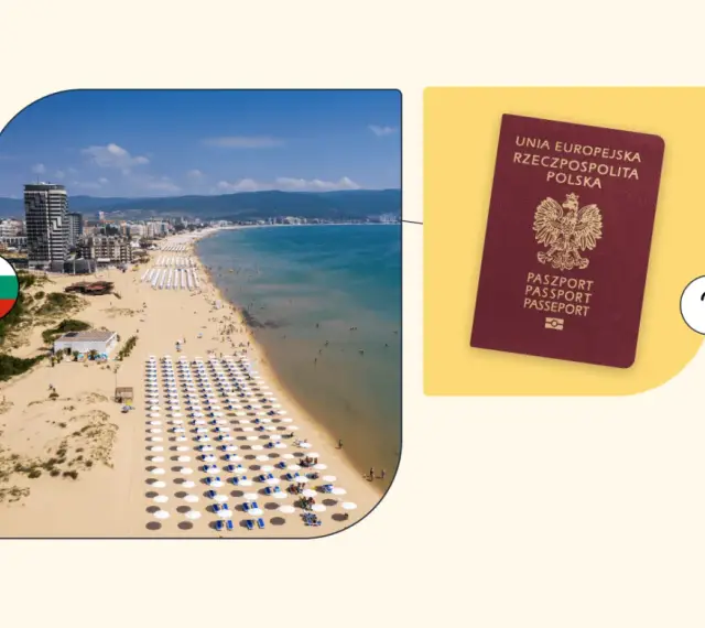 Słoneczna plaża w Bułgarii i polski paszport. Czy do Bułgarii potrzebny jest paszport? Pytanie o dokumenty na wakacje.