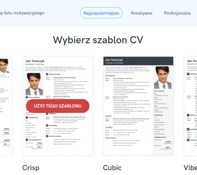 Wybieraj spośród szablonów CV, aby łatwo stworzyć profesjonalny dokument. Dowiedz się, jak napisać CV na telefonie, korzystając z gotowych wzorów.