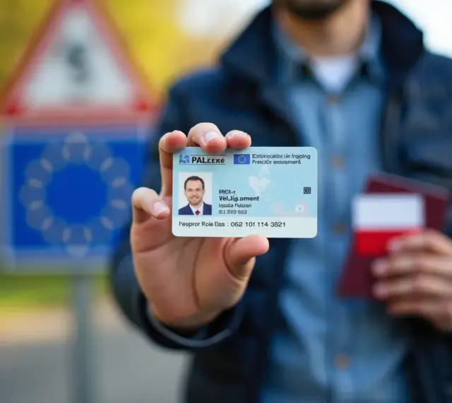 Mężczyzna pokazuje dowód osobisty i paszport. Czy do Francji potrzebny jest paszport? W strefie Schengen dowód wystarczy.
