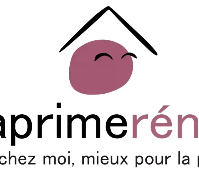 Logo Ma Prime Renov' violet, avec un toit stylisé et un visage souriant. "Mieux chez moi, mieux pour la planète.