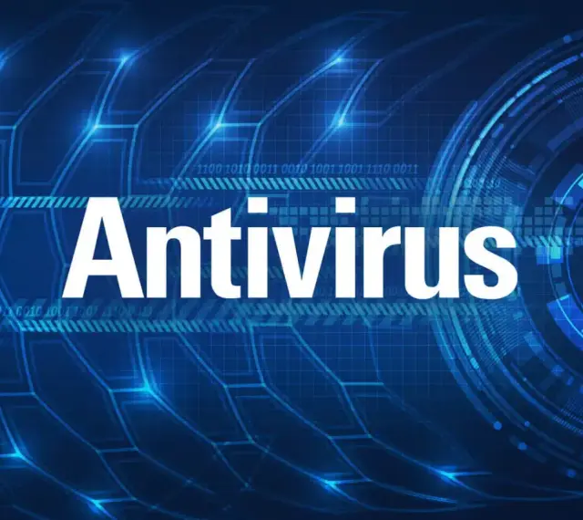 Cyfrowy świat chroniony przez antywirus z VPN. Grafika z hasłem "Antivirus" i symbolem kłódki.