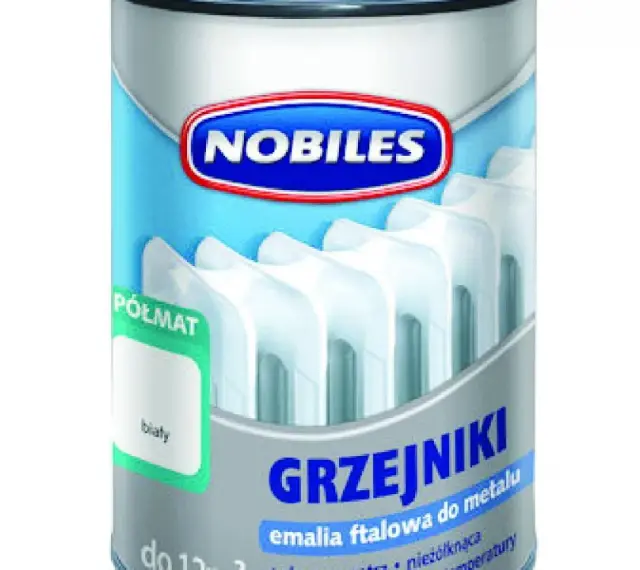 Emalia ftalowa Nobiles do grzejników, półmatowa, biała. Idealna do malowania metalowych elementów grzewczych.