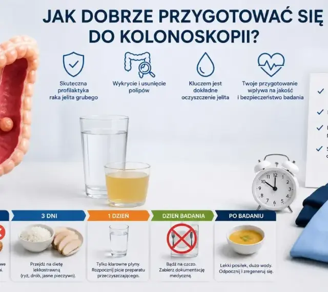 Jak dobrze przygotować się do kolonoskopii? Schemat diety, klarowne płyny i preparat to klucz do sukcesu.