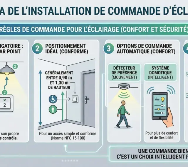 Schéma d'installation d'éclairage : règles, options automatiques et bénéfices. Idéal pour une zone électrique de salle de bain.