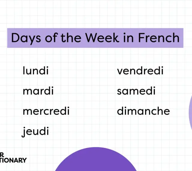 Naucz się dni tygodnia po francusku: lundi, mardi, mercredi, jeudi, vendredi, samedi, dimanche.