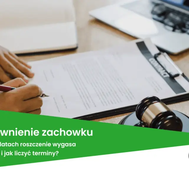 Ręka podpisuje dokument, obok młotek sędziowski. Temat: przedawnienie zachowku i terminy roszczeń.