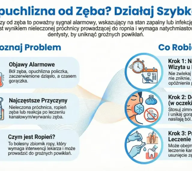 Opuchlizna od zęba? Objawy, przyczyny i co robić. Leczenie domowe to zimne okłady, ale kluczowa jest wizyta u dentysty.
