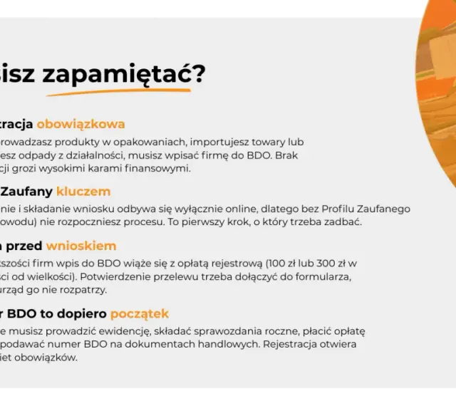 Wpis do BDO: rejestracja obowiązkowa, Profil Zaufany, opłata przed wnioskiem i numer BDO to kluczowe etapy.