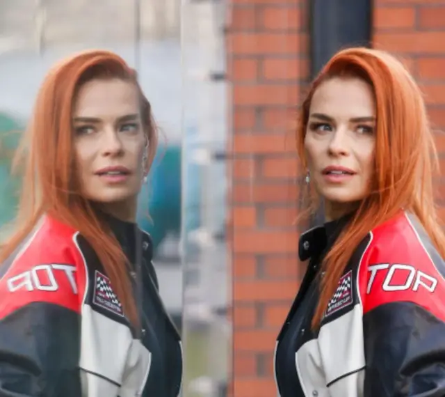 Natasza Urbańska w kurtce z napisem "TOP". Jej wiek to tajemnica, ale styl mówi wszystko.