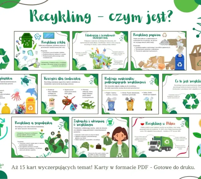 Recykling przykłady: szkło, papier, plastik, metal, ubrania. Edukacja ekologiczna, korzyści dla środowiska i gospodarki. Polska stawia na recykling.