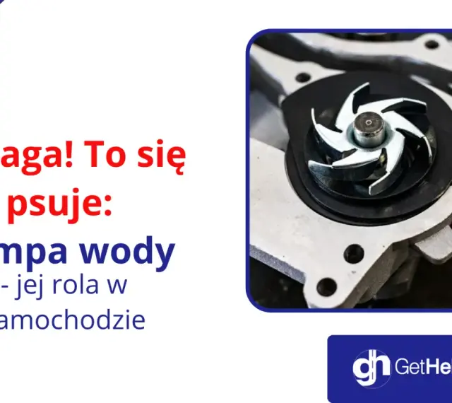 Widok z bliska na wirnik pompy wody w samochodzie. Ten element jest kluczowy dla chłodzenia silnika.