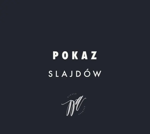 Jak zrobić pokaz slajdów ze zdjęć? Napisy "POKAZ SLAJDÓW" i logo "NIEŹLE APARATY" na ciemnym tle.