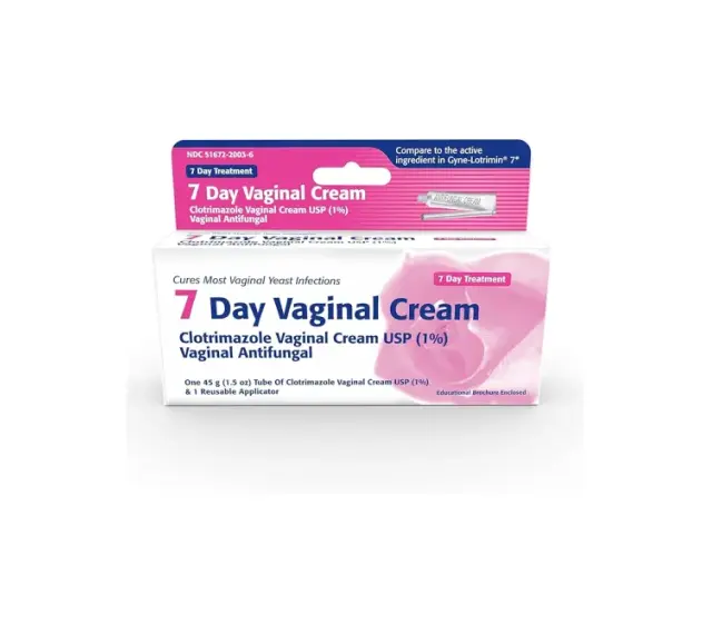 Opakowanie kremu dopochwowego Clotrimazole Vaginal Cream USP (1%) na 7 dni leczenia.