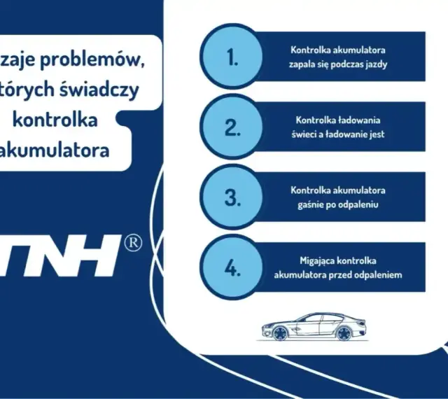 Rodzaje problemów, o których świadczy kontrolka akumulatora: zapala się podczas jazdy, gaśnie po odpaleniu, miga przed odpaleniem.