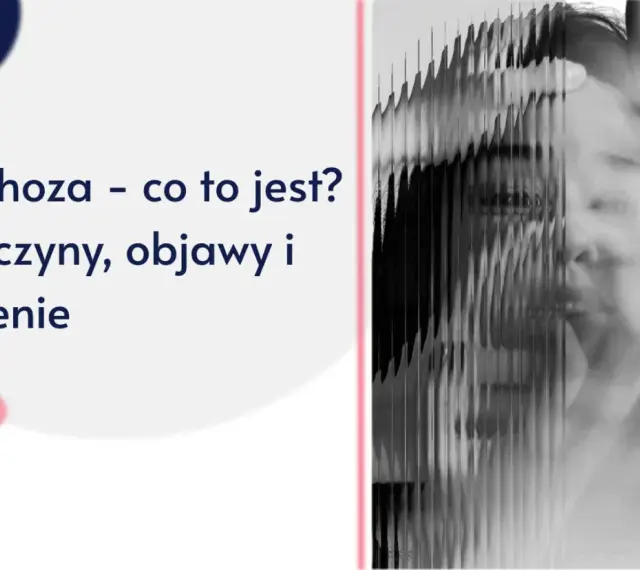 Psychoza – co to jest? Obraz przedstawia zniekształconą twarz, symbolizującą zaburzenia percepcji. Tekst informuje o przyczynach, objawach i leczeniu psychozy.