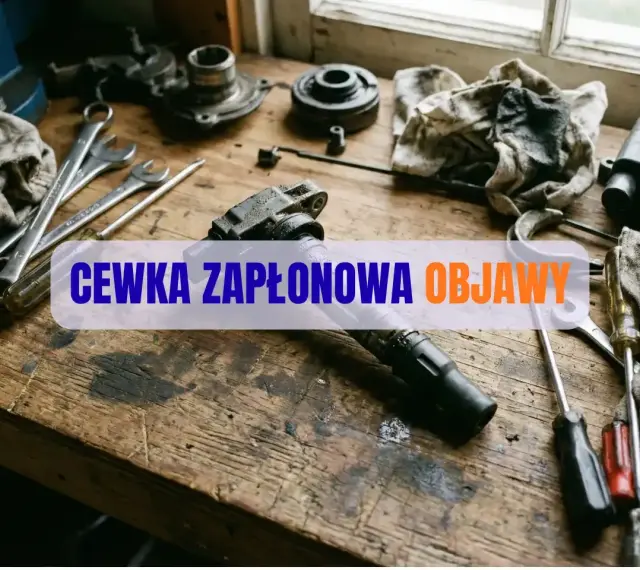 Warsztat samochodowy z narzędziami i cewką zapłonową. Cewka w samochodzie to kluczowy element układu zapłonowego.