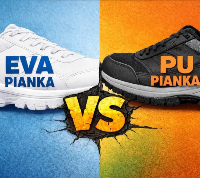 Białe buty z napisem EVA PIANKA kontra czarne z PU PIANKA. Porównanie materiałów.