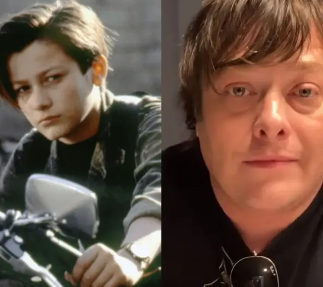 Młody Edward Furlong jako John Connor z Terminatora 2 obok jego obecnego wizerunku. Terminator obsada w porównaniu.