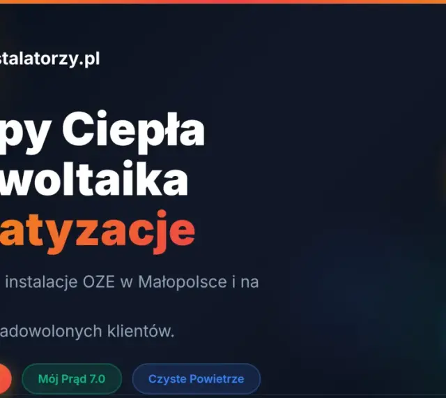 Pompy ciepła, fotowoltaika, klimatyzacje. Profesjonalne instalacje OZE. Program Czyste Powietrze 2025 wspiera ekologiczne rozwiązania.