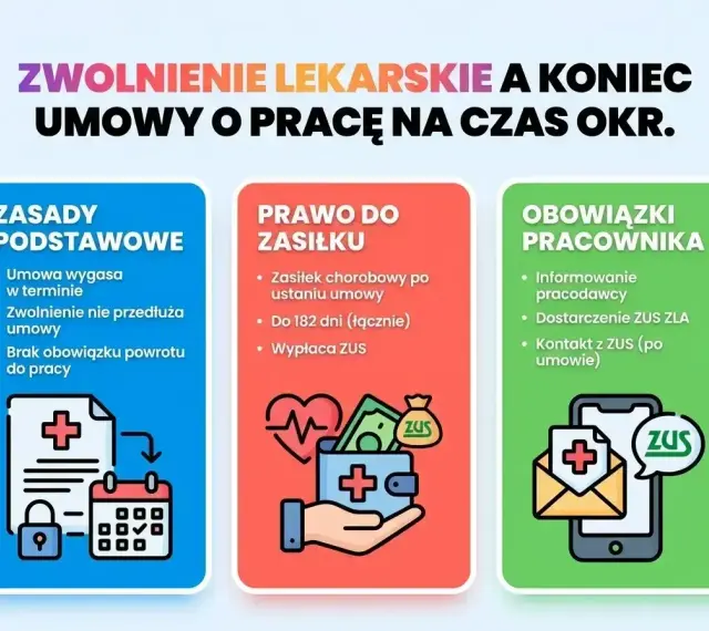 Zwolnienie lekarskie a koniec umowy o pracę na czas określony. Co to znaczy? Zasady, prawo do zasiłku i obowiązki pracownika.