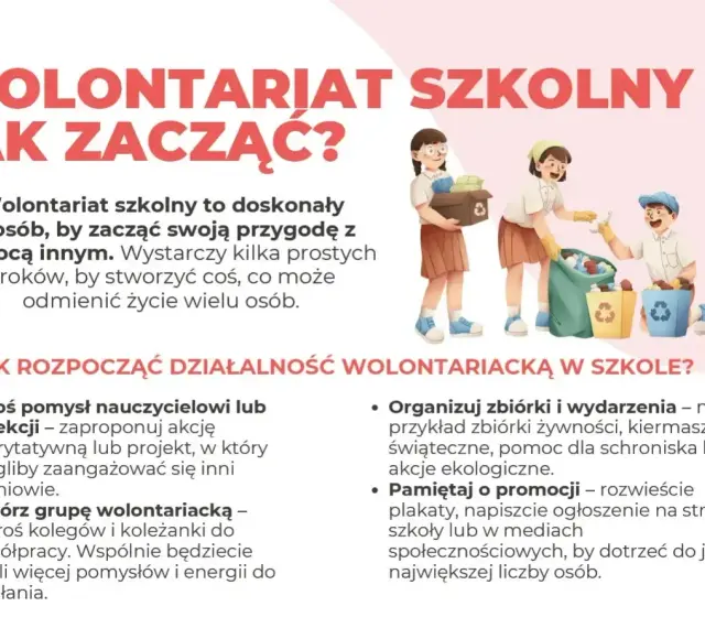 Dzieci angażują się w wolontariat szkolny, zbierając rzeczy do recyklingu i żywność. Podstawa prawna wolontariatu w szkole jest kluczowa dla takich inicjatyw.
