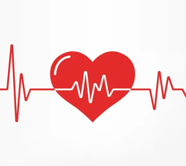 Czerwone serce z linią EKG, symbolizujące puls norma.
