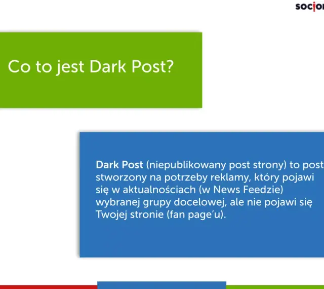 Co to jest Dark Post? To niepublikowany post reklamowy, widoczny tylko dla wybranej grupy docelowej, nie na Twojej stronie.
