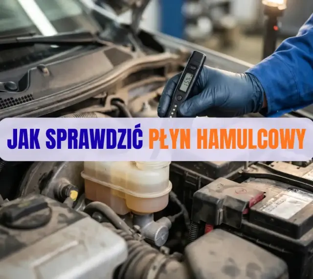 Mechanik w rękawiczce mierzy poziom płynu hamulcowego testerem. Dowiedz się, jak sprawdzić płyn hamulcowy, by zapewnić bezpieczeństwo jazdy.