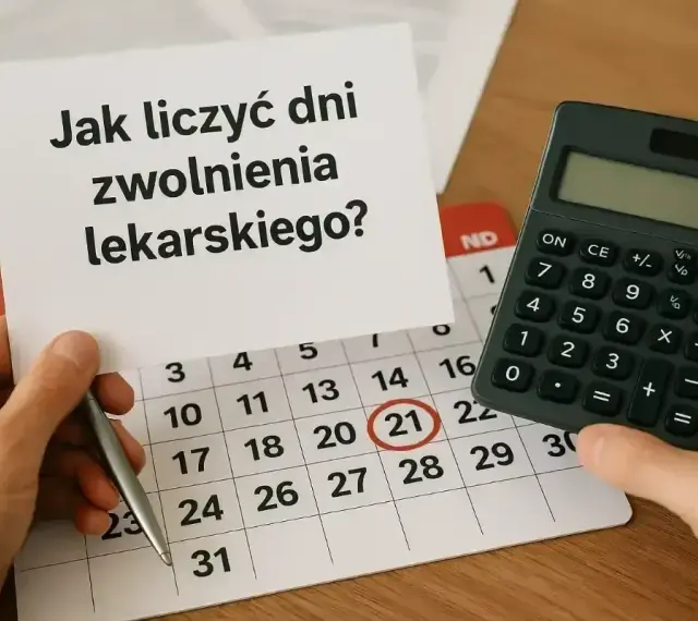 Obliczanie dni zwolnienia lekarskiego i ile wynosi zasiłek chorobowy. Kalendarz, kalkulator i notatka.