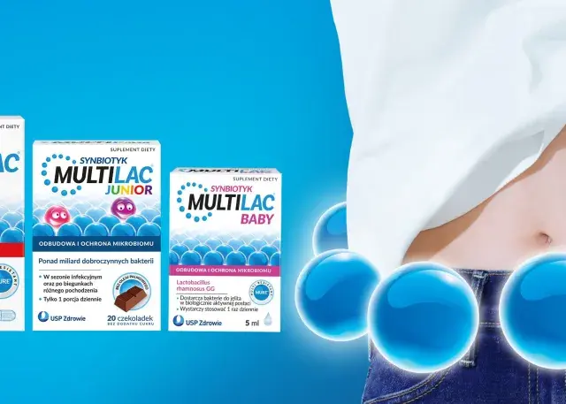 Synbiotyki MULTILAC dla całej rodziny: 60+, Junior, Baby. Wsparcie dla mikrobiomu jelitowego.