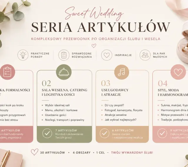 Jak wygląda ślub cywilny? Przewodnik po organizacji wesela: logistyka, sala, atrakcje, styl.
