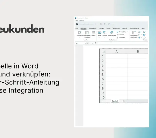 Anleitung: Excel-Tabelle in Word einfügen und verknüpfen. Word-Oberfläche mit eingefügter Excel-Tabelle.