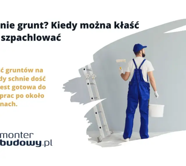 Budowlaniec z wałkiem i wiadrem czeka, aż grunt wyschnie. Większość gruntów wodnych schnie 4-6 godzin.