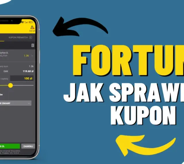 Aplikacja mobilna Fortuna pokazuje, jak sprawdzić kupon. Widoczny jest kupon z kursem 1.36 i kwotą do zapłaty 100 zł.