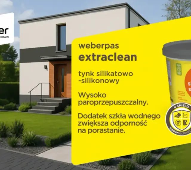 Nowoczesny dom z tynkiem silikatowo-silikonowym weberpas extraclean. Poznaj różne rodzaje tynków i ich zalety.