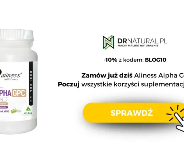 Opakowanie suplementu diety Aliness Alpha GPC 300 mg. Zamów dziś i poczuj korzyści z suplementacji Alfa GPC.