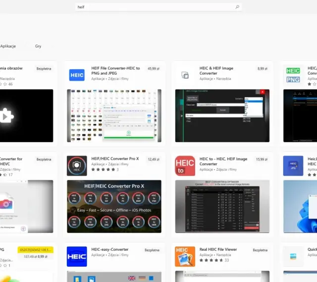 Sklep Microsoft Store oferuje wiele aplikacji do konwersji plików HEIC, takich jak "HEIC File Converter" czy "iMazing Converter".