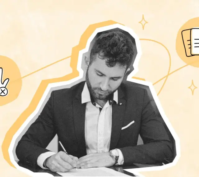 Un homme signe un document, symbolisant la fin d'un contrat. L'image évoque le régime social et l'indemnité de rupture conventionnelle.