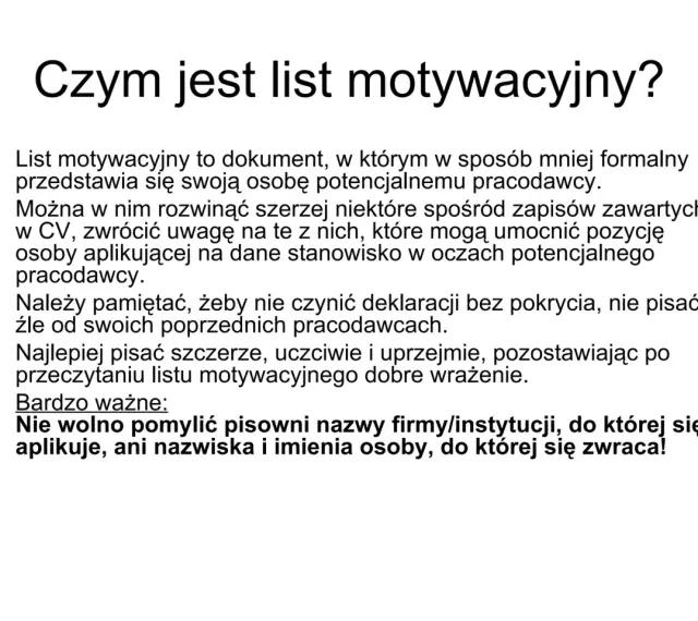Czym jest list motywacyjny? To dokument, który mniej formalnie przedstawia Cię pracodawcy, rozwijając CV i podkreślając Twoje atuty.