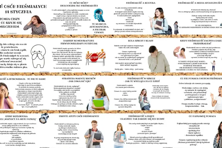 Ilustracja przedstawia dziewczynę zakrywającą twarz dłońmi, symbolizującą nieśmiałość.