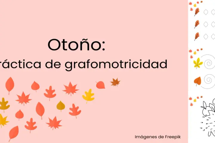 Otoño: práctica de grafomotricidad con hojas y un erizo para trazar.