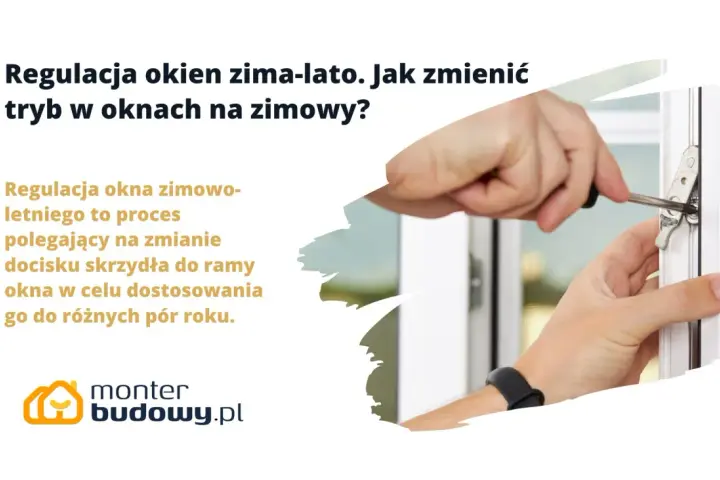 Dłoń reguluje okno śrubokrętem, zmieniając tryb w oknach na zimowy, by zapewnić szczelność.