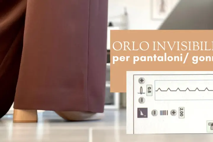 Orlo invisibile per pantaloni e gonne, con un dettaglio di cucitura che ricorda quella dei jeans.