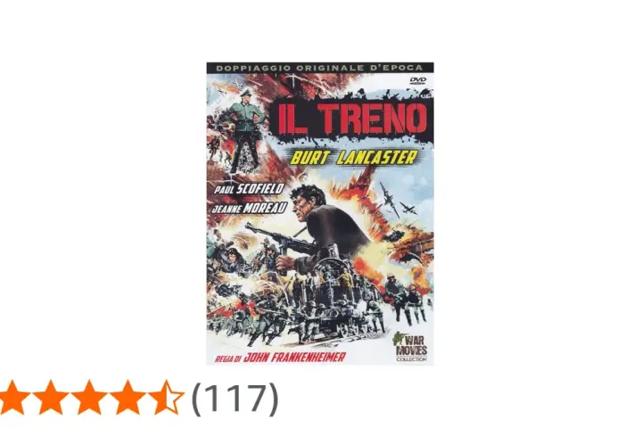 Copertina DVD "Il Treno" con Burt Lancaster, Paul Scofield e Jeanne Moreau. Un film di guerra diretto da John Frankenheimer.