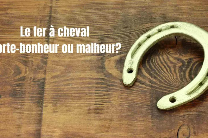 Un fer à cheval à l'envers, symbole de chance ou de malchance, repose sur un fond en bois.