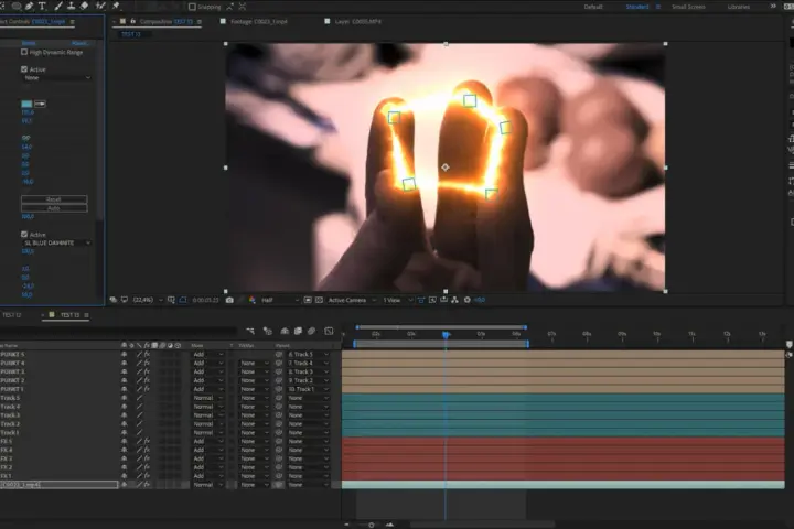 Dłonie otoczone płomieniami, efekt stworzony w After Effects.