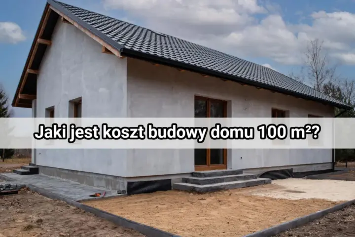 Nowy dom w budowie, szary tynk, ciemny dach. Jaki jest koszt budowy domu 100 m² w 2025 roku?
