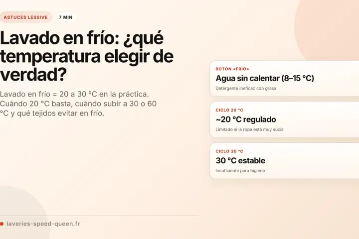 Guía sobre el lavado en frío: temperaturas ideales (20-30°C), cuándo subirla y tejidos a evitar.