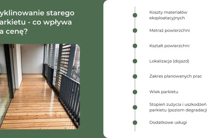 Cyklinowanie starego parkietu: czynniki wpływające na ceny, od metrażu po stan podłogi.