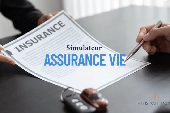 Simulation de calcul rachat partiel assurance vie. Un contrat d'assurance est présenté, avec des clés de voiture et un logo.